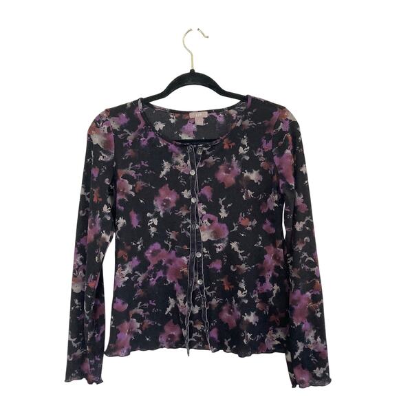 Whimsygoth J. Jill Black and Purple Floral Cardigan - Picture 2 of 7